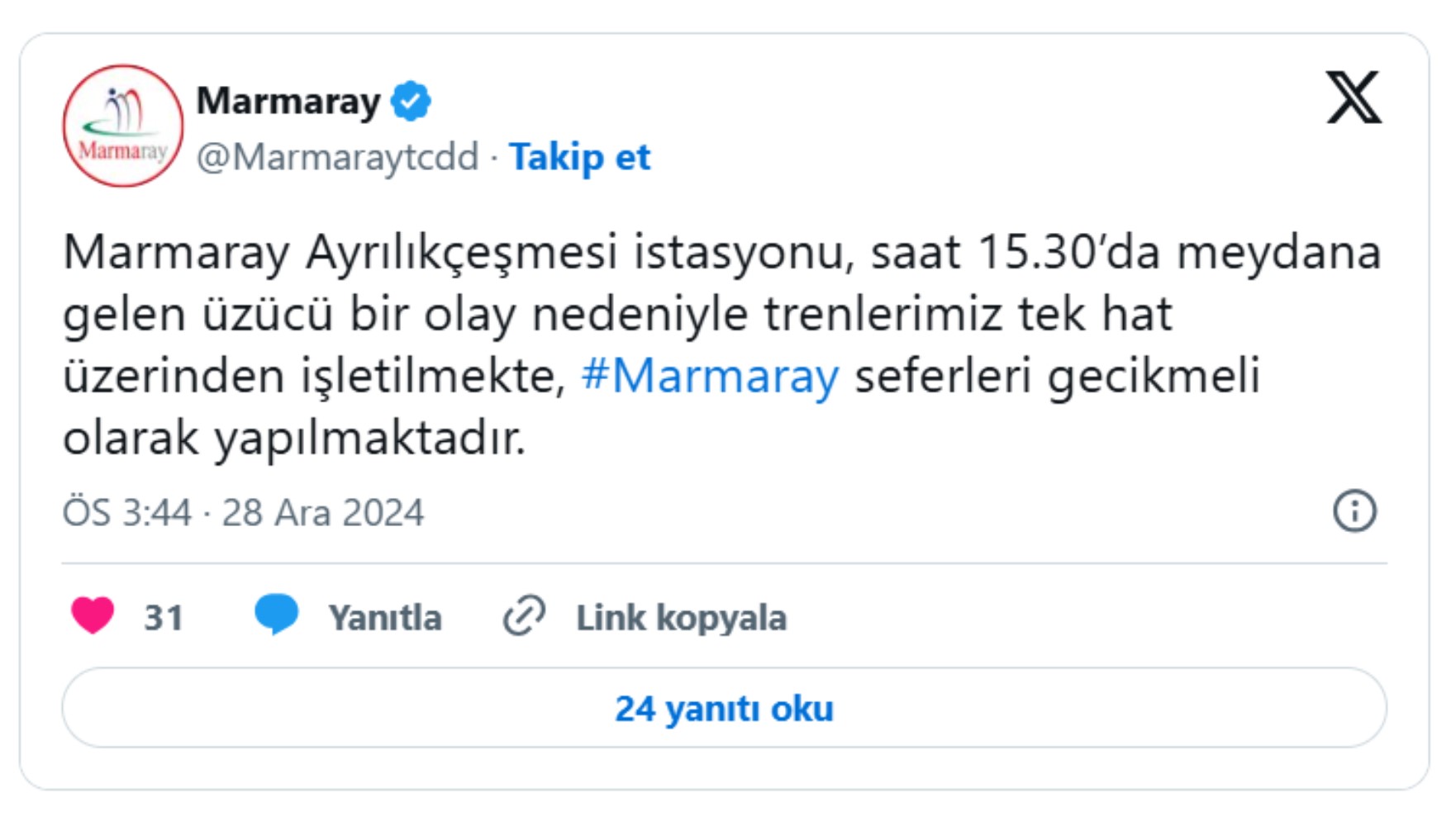 Marmaray da yine intihar girişimi