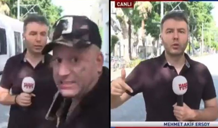 Tel Aviv'de bir grup Habertürk ekibine müdahale etti: Mehmet Akif Ersoy'a 'İsrail'den çıkın' dediler