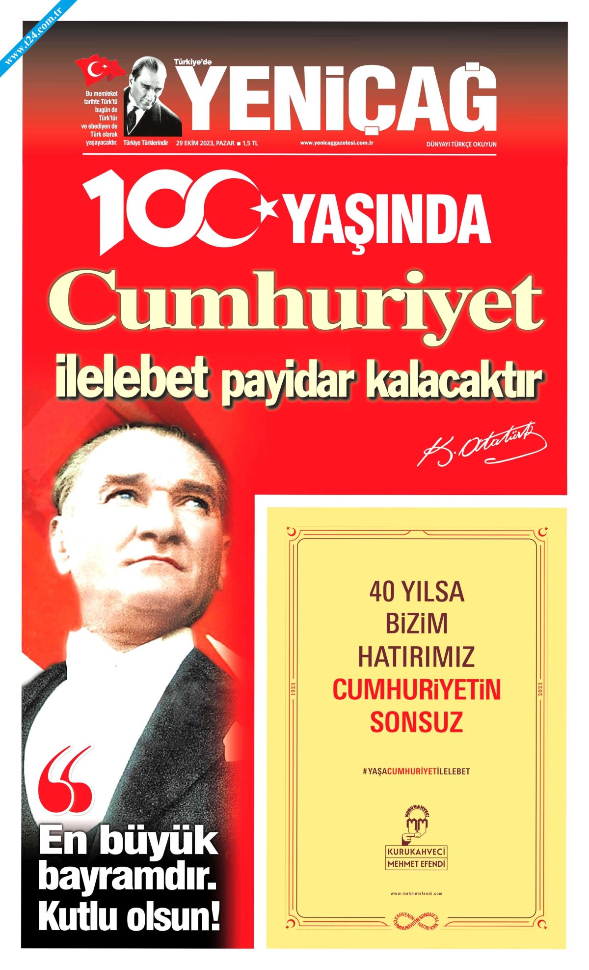 Gazeteler Cumhuriyet’in 100. yılını nasıl gördü? İşte manşetler…