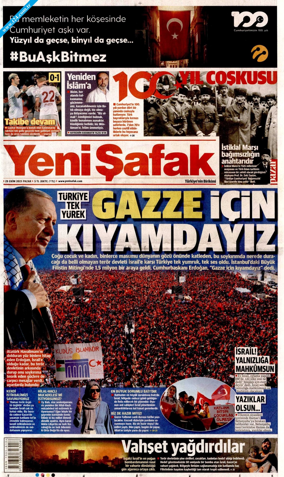 Gazeteler Cumhuriyet’in 100. yılını nasıl gördü? İşte manşetler…