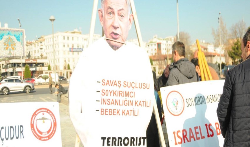 Kayseri'de Netanyahu protestosu