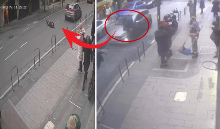 Vede l'amico a cui aveva prestato dei soldi e si lancia sul cofano dell'auto! Il conducente risponde con una pistola a salve