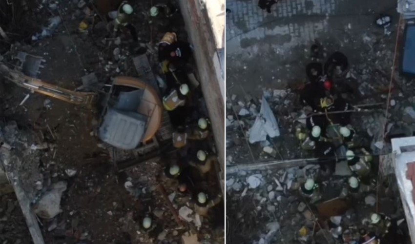 Kadıköy'de bina yıkıldı! Bir işçi enkaz altından kurtarıldı