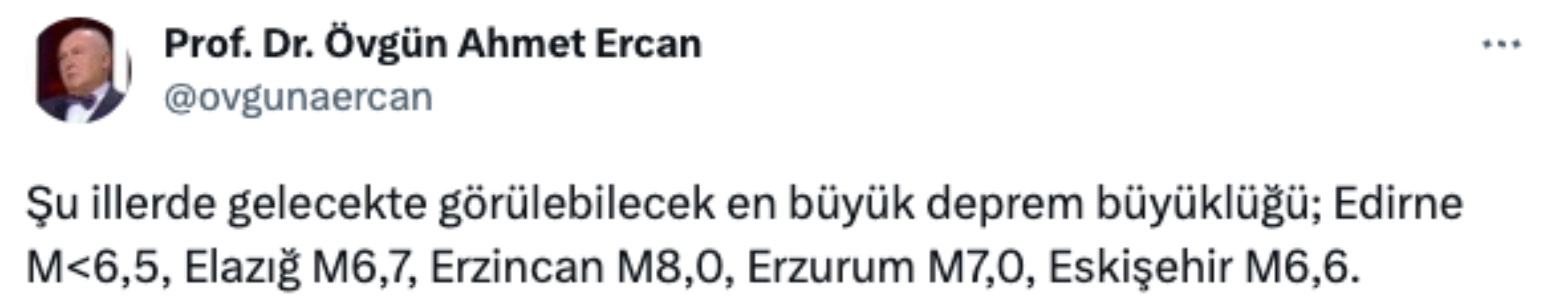 Ahmet Ercan en büyük deprem riski taşıyan yeni illeri açıkladı