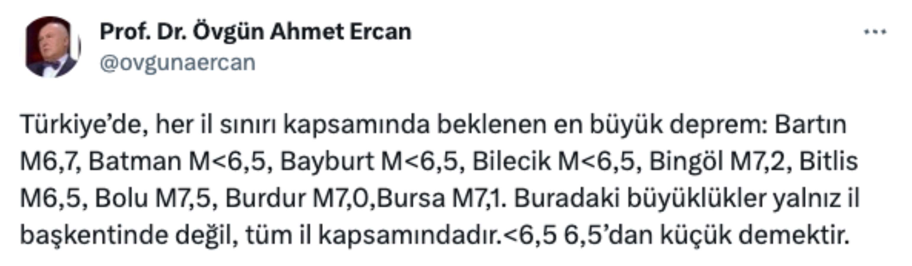 Ahmet Ercan en büyük deprem riski taşıyan yeni illeri açıkladı