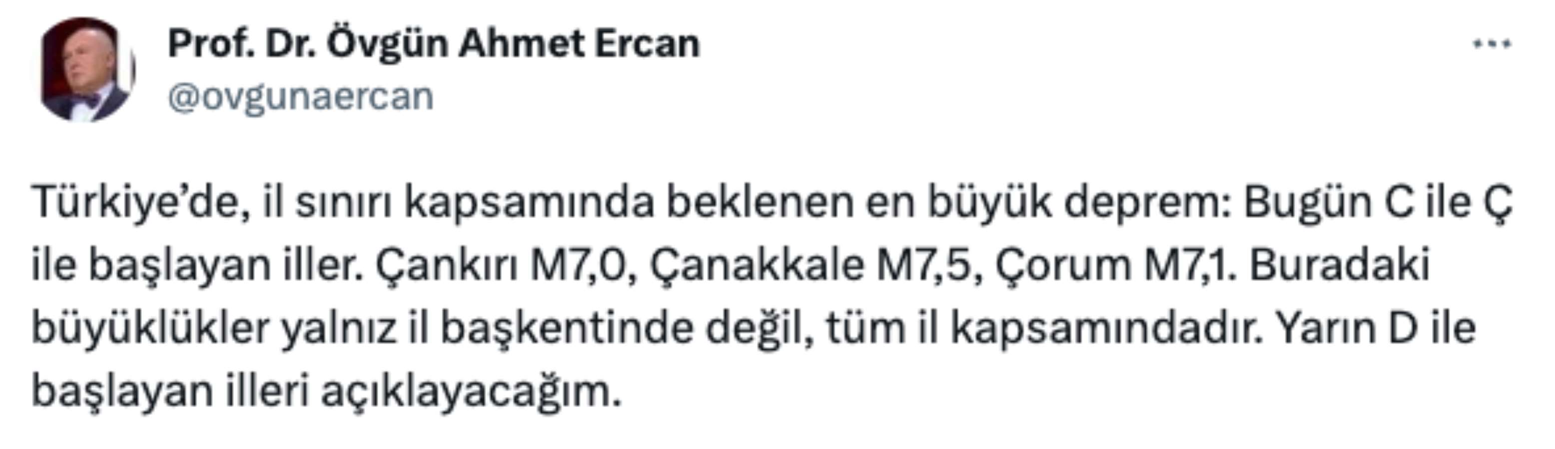 Ahmet Ercan en büyük deprem riski taşıyan yeni illeri açıkladı