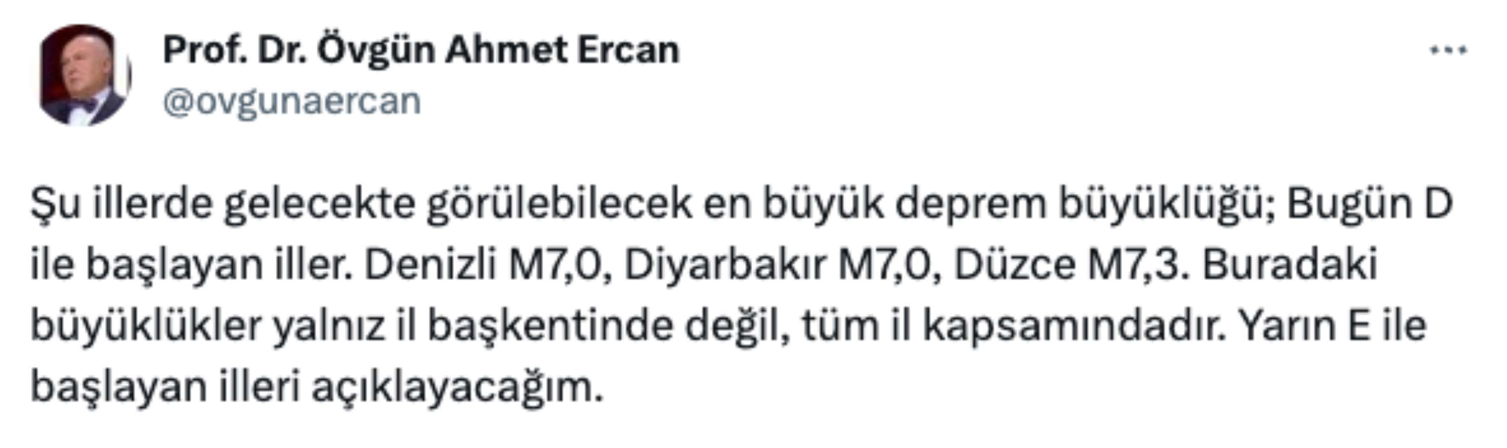 Ahmet Ercan en büyük deprem riski taşıyan yeni illeri açıkladı