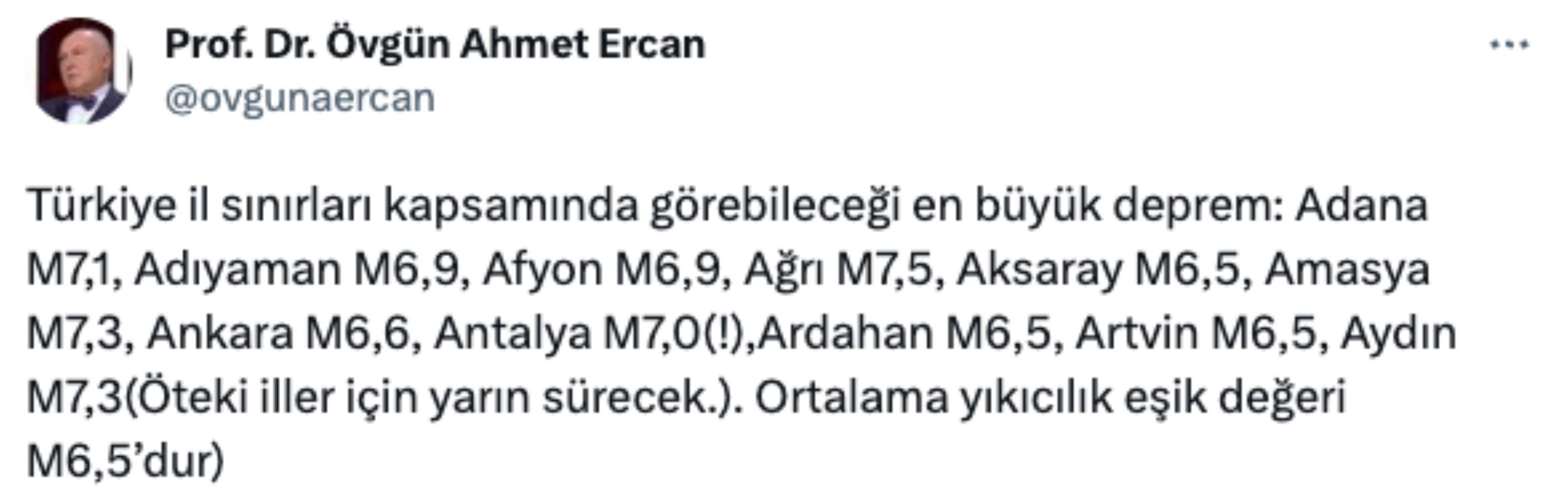 Ahmet Ercan en büyük deprem riski taşıyan yeni illeri açıkladı