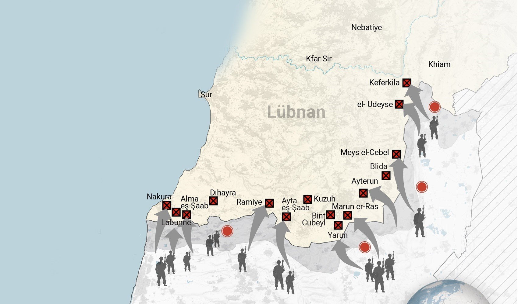 İsrail ve Hizbullah, Lübnan'ın güneyinde 15 noktada karşı karşıya geldi