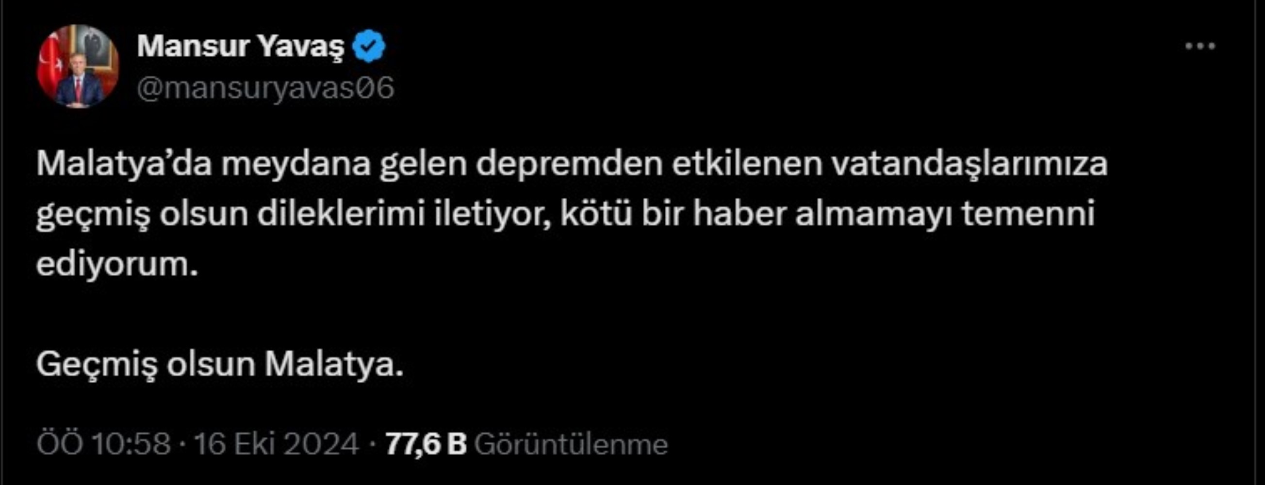 Malatya depreminin ardından siyasi isimlerden gelen geçmiş olsun mesajları!