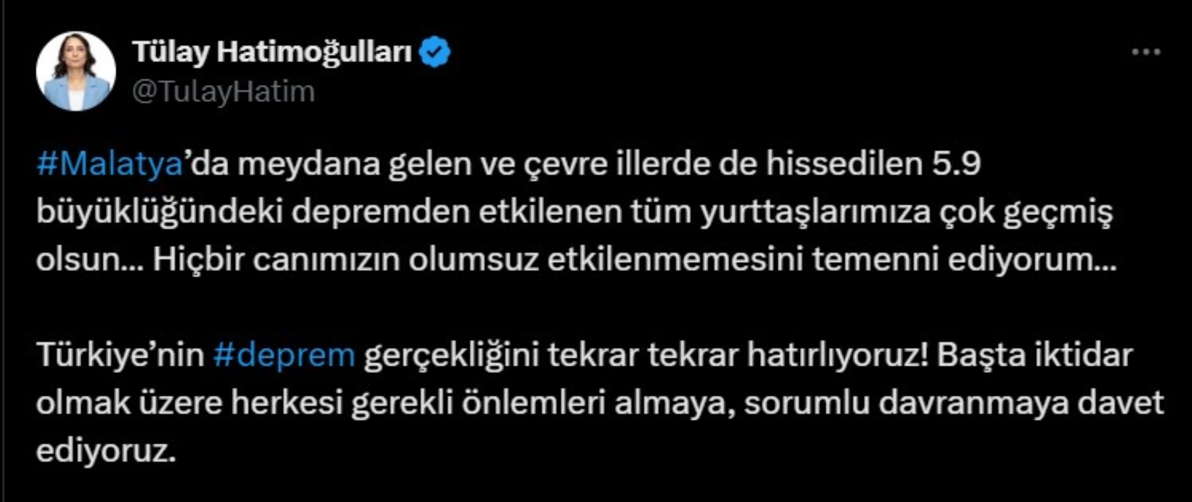 Malatya depreminin ardından siyasi isimlerden gelen geçmiş olsun mesajları!