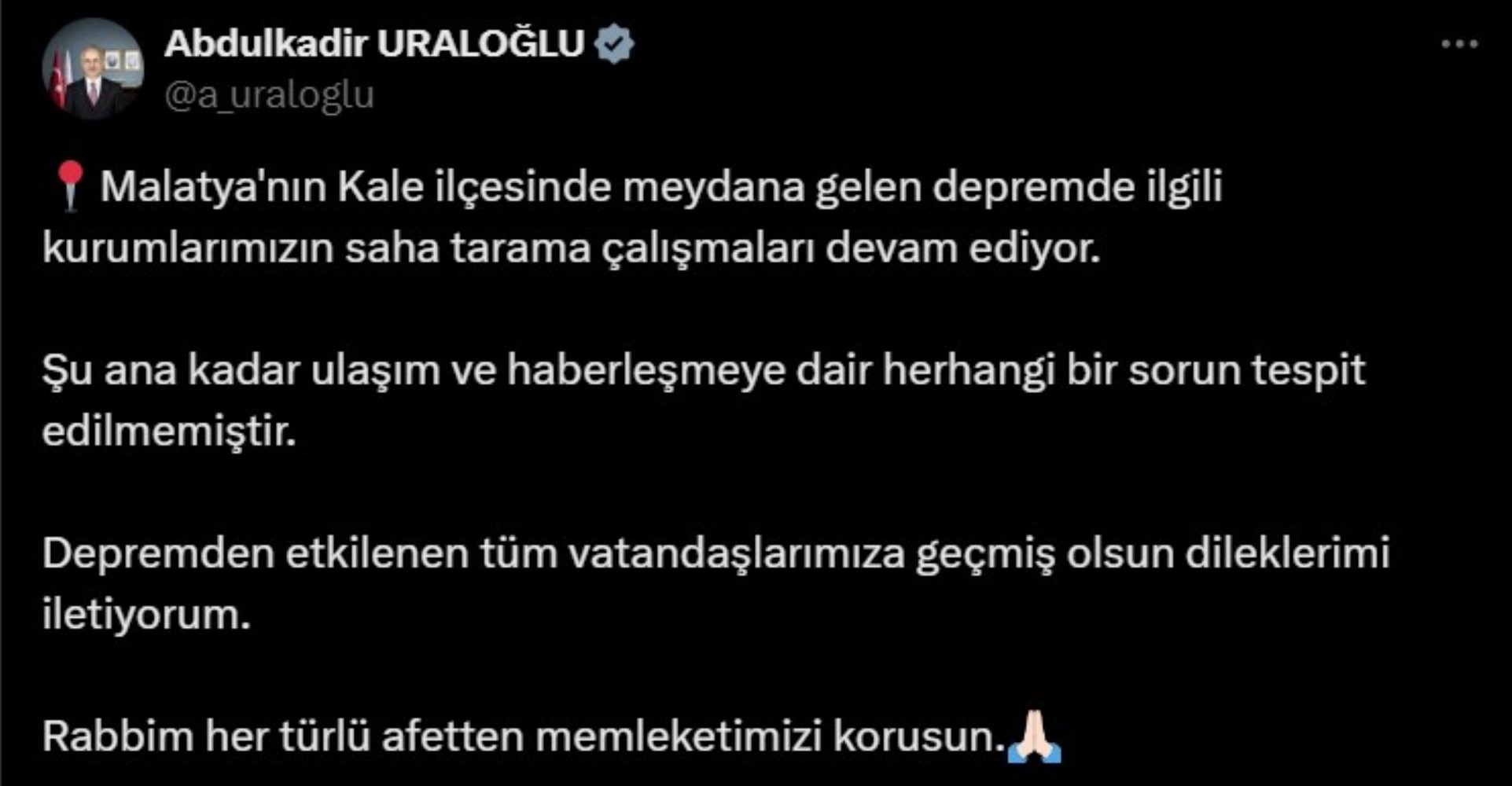 Malatya depreminin ardından siyasi isimlerden gelen geçmiş olsun mesajları!