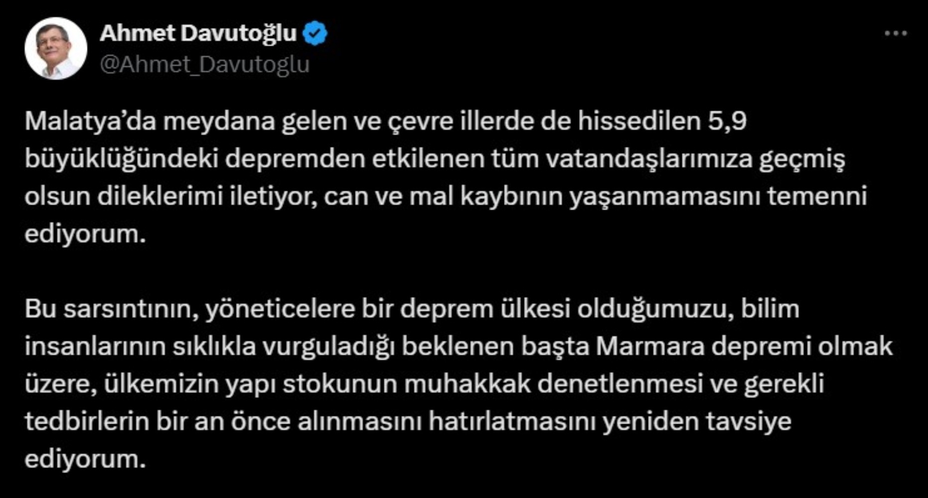 Malatya depreminin ardından siyasi isimlerden gelen geçmiş olsun mesajları!