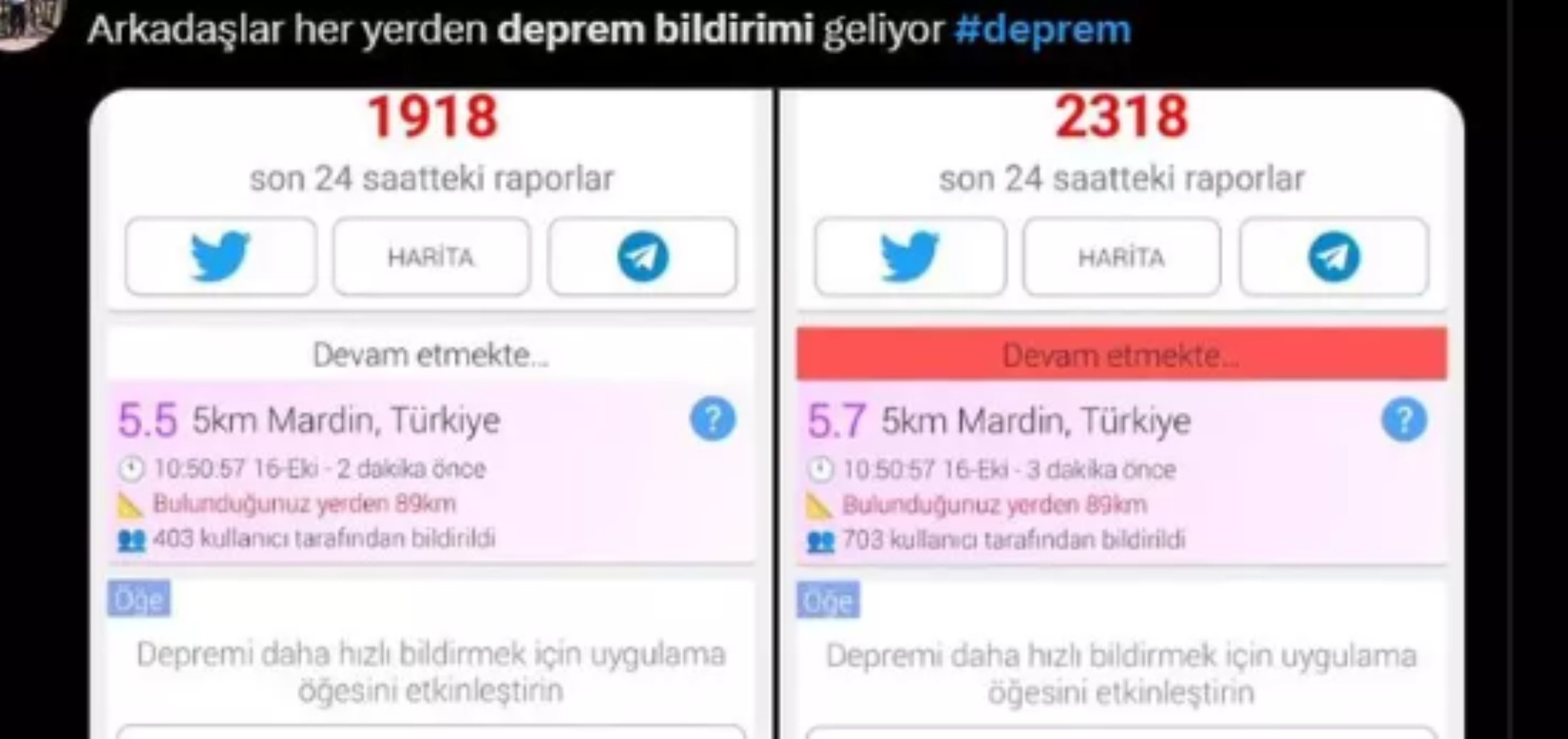 La notifica arrivata sui telefoni pochi minuti prima del terremoto ha scatenato il panico! 'Arrivano una dopo l'altra...'