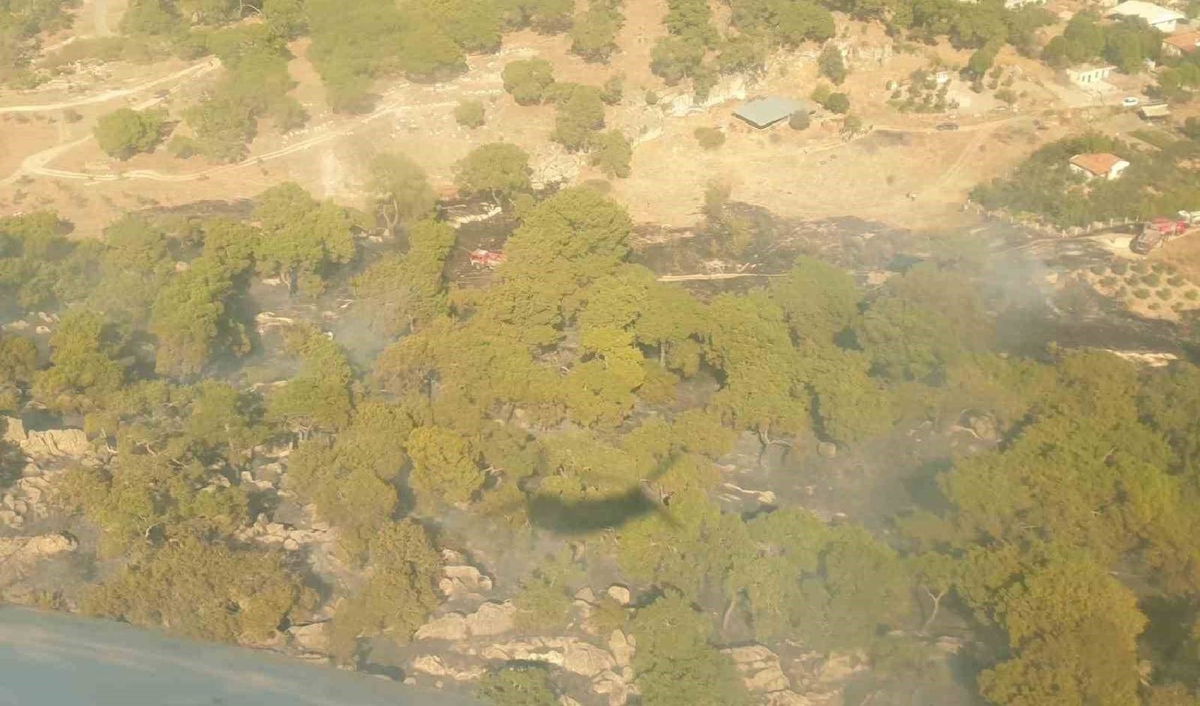 İzmir’de ormanlık alana sıçrayan yangın kontrol altına alındı