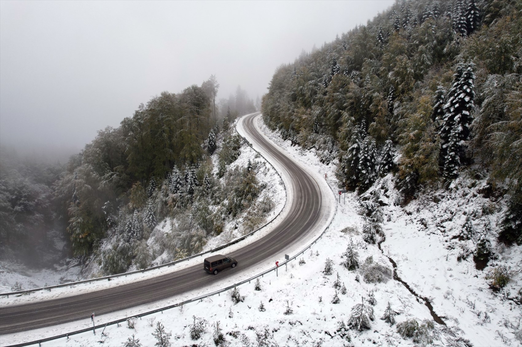 È caduta la prima neve dell'anno... Tutto si è tinto di bianco!