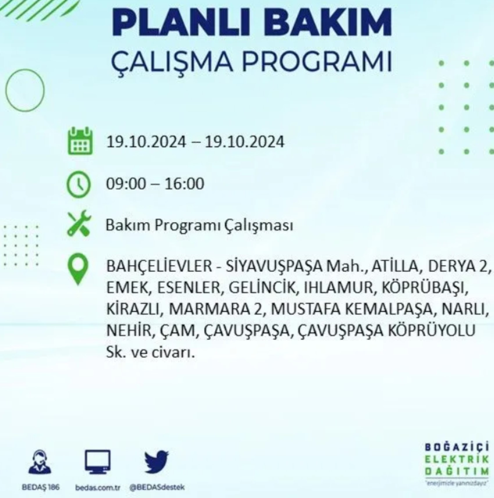 İstanbul’da elektrik kesintisi alarmı: 19 Ekim’de hangi ilçelerde kesinti olacak?