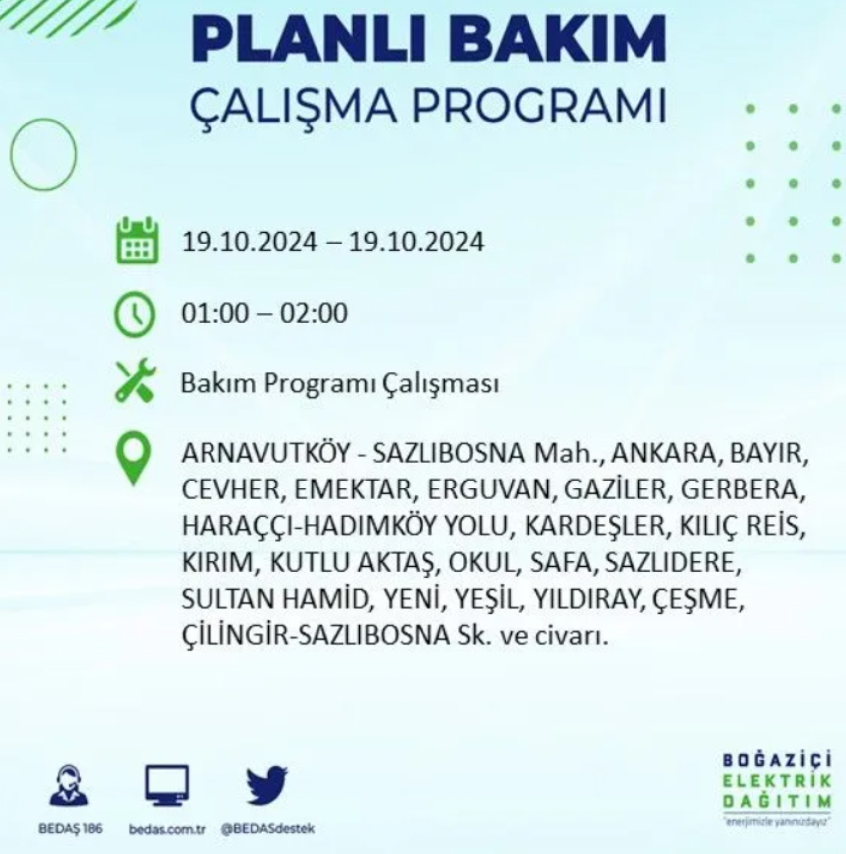 İstanbul’da elektrik kesintisi alarmı: 19 Ekim’de hangi ilçelerde kesinti olacak?