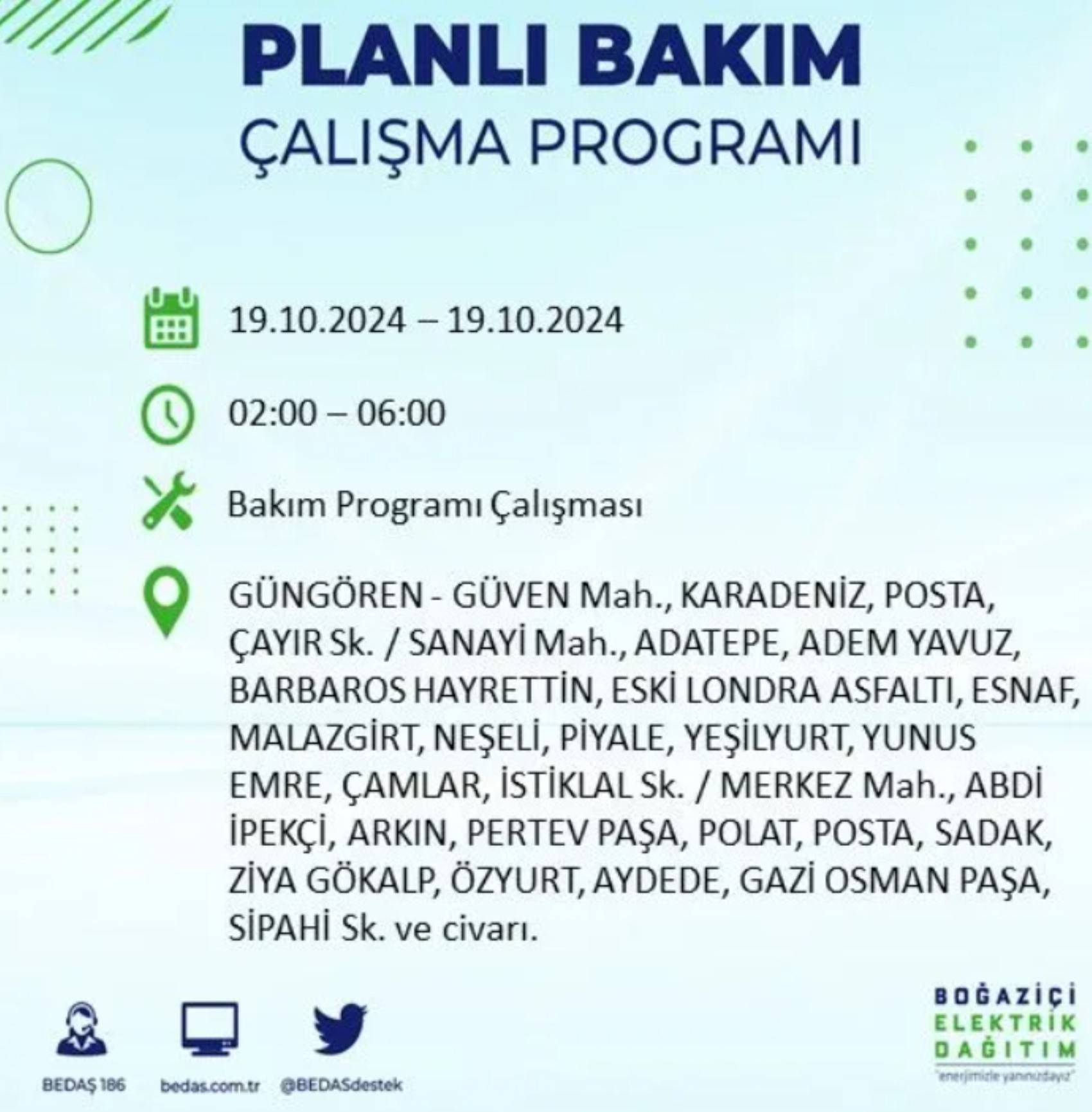 İstanbul’da elektrik kesintisi alarmı: 19 Ekim’de hangi ilçelerde kesinti olacak?