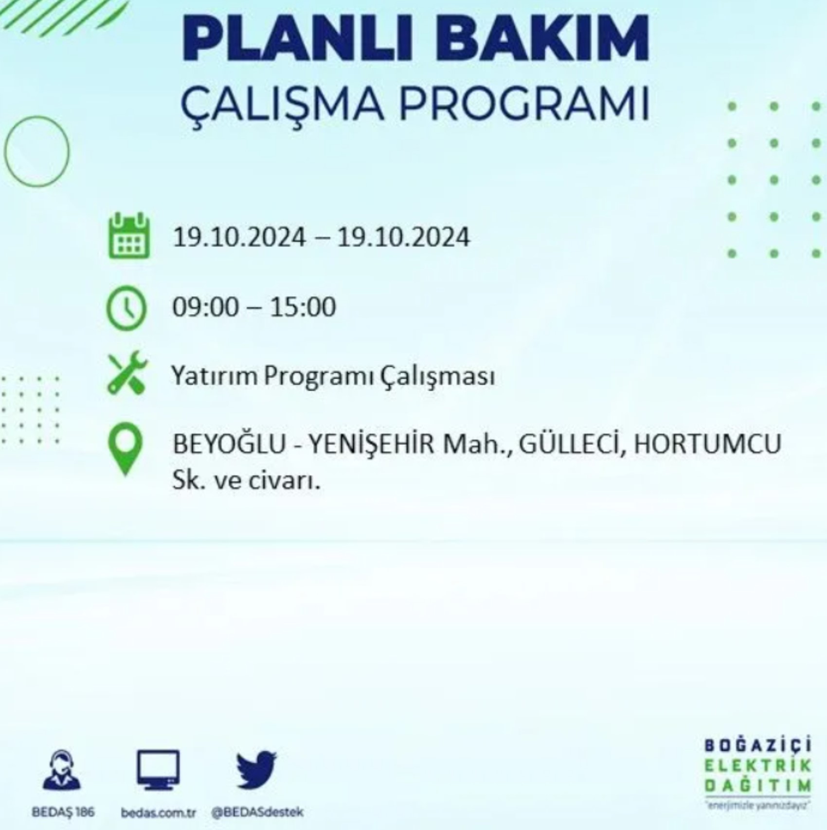 İstanbul’da elektrik kesintisi alarmı: 19 Ekim’de hangi ilçelerde kesinti olacak?