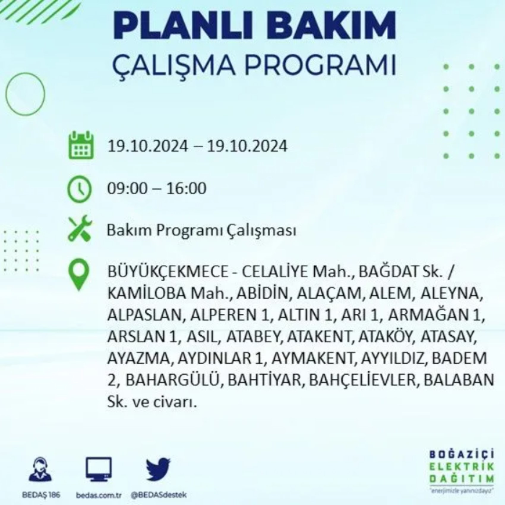 İstanbul’da elektrik kesintisi alarmı: 19 Ekim’de hangi ilçelerde kesinti olacak?