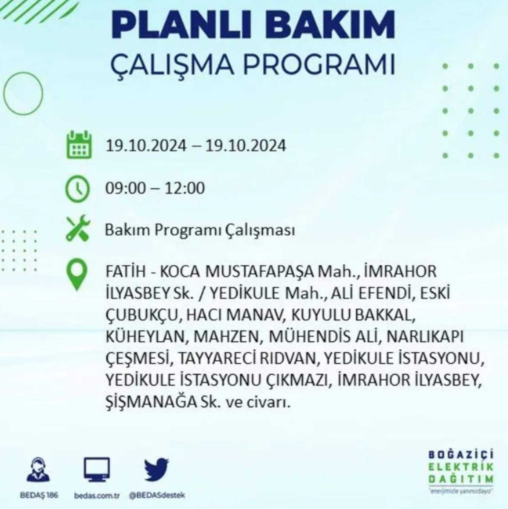 İstanbul’da elektrik kesintisi alarmı: 19 Ekim’de hangi ilçelerde kesinti olacak?