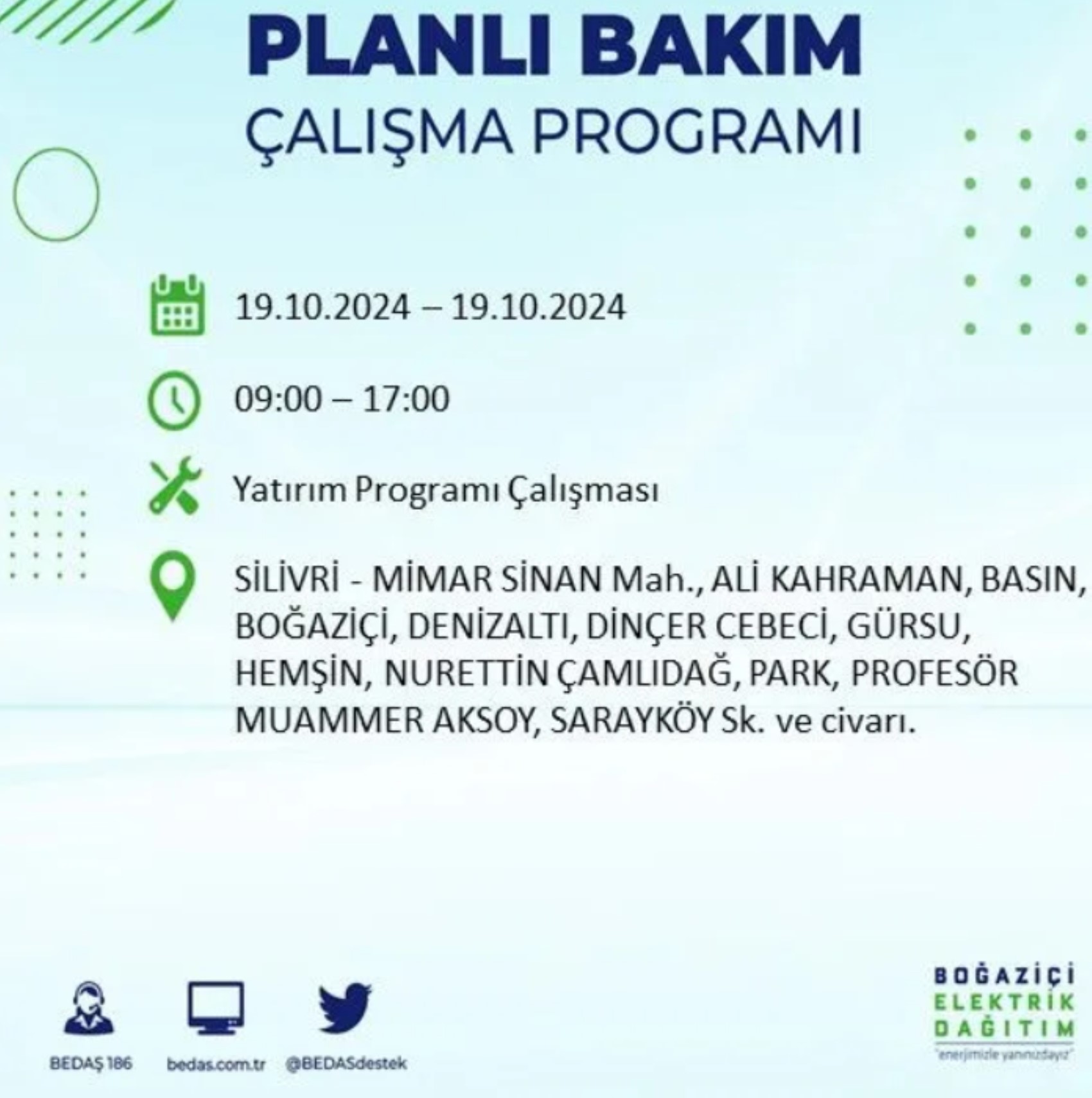 İstanbul’da elektrik kesintisi alarmı: 19 Ekim’de hangi ilçelerde kesinti olacak?