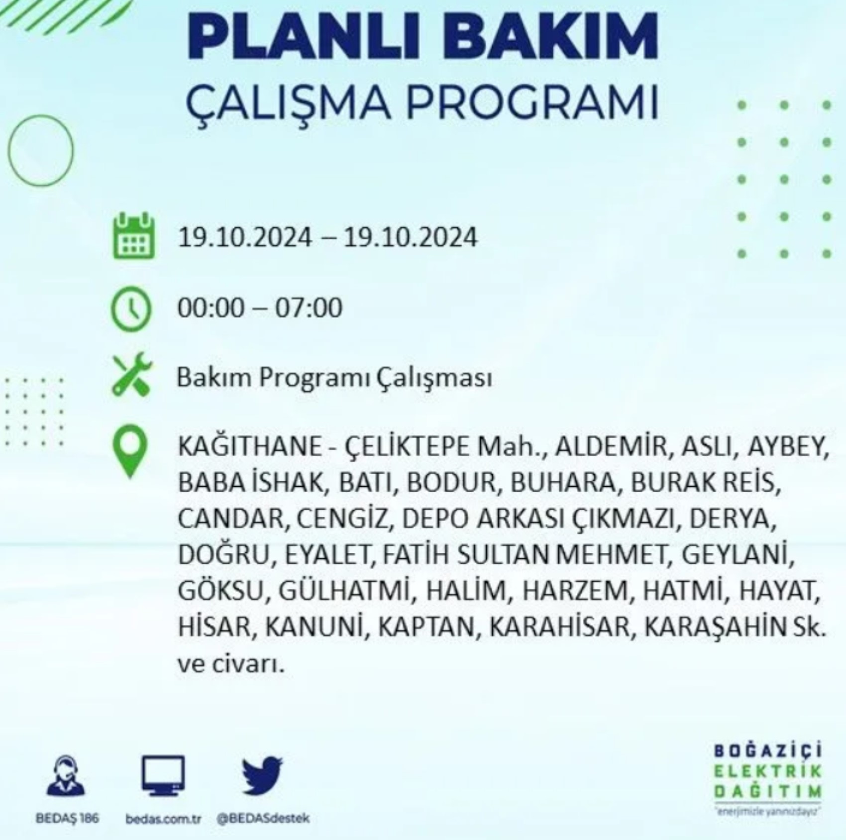 İstanbul’da elektrik kesintisi alarmı: 19 Ekim’de hangi ilçelerde kesinti olacak?