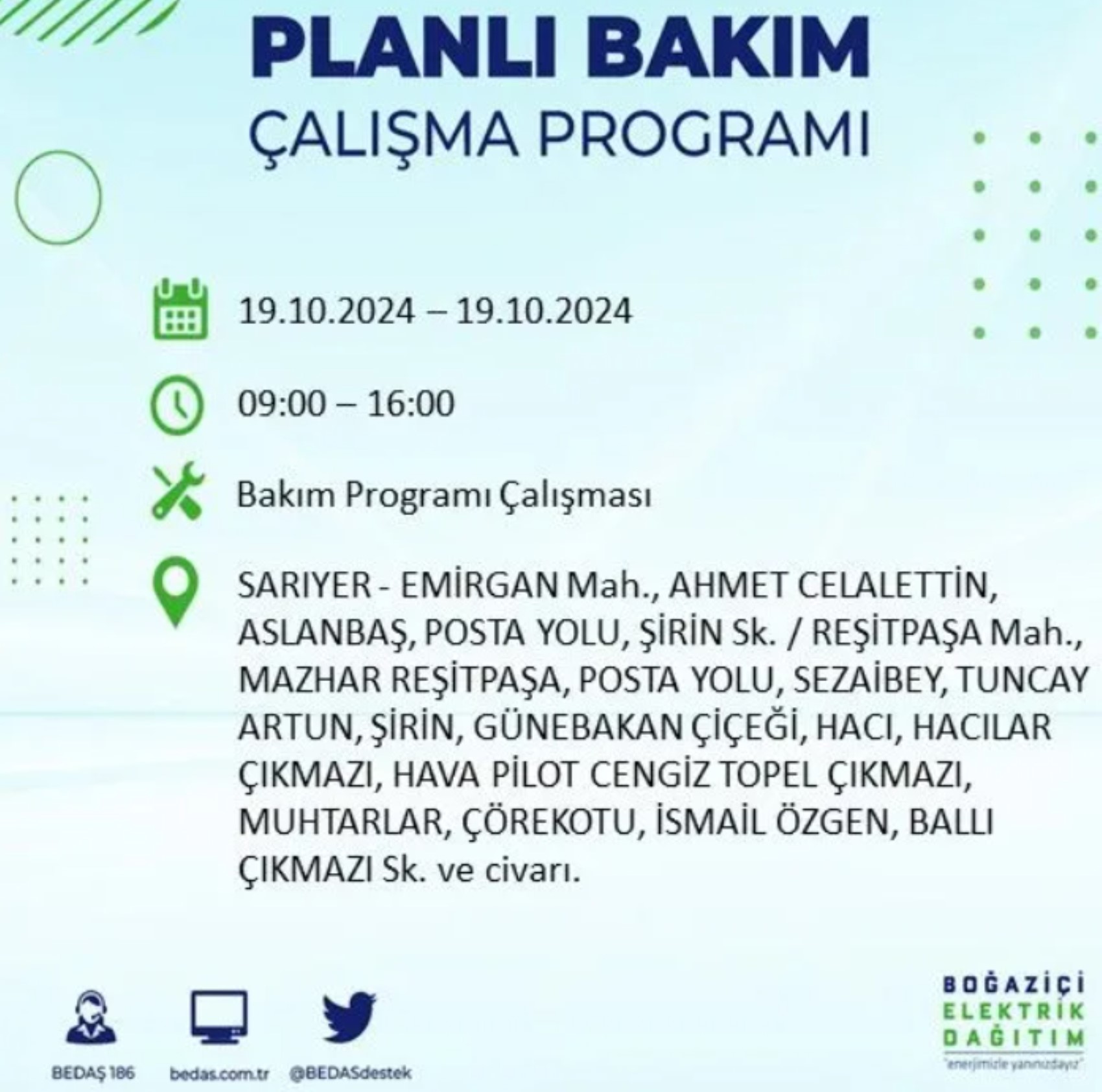 İstanbul’da elektrik kesintisi alarmı: 19 Ekim’de hangi ilçelerde kesinti olacak?