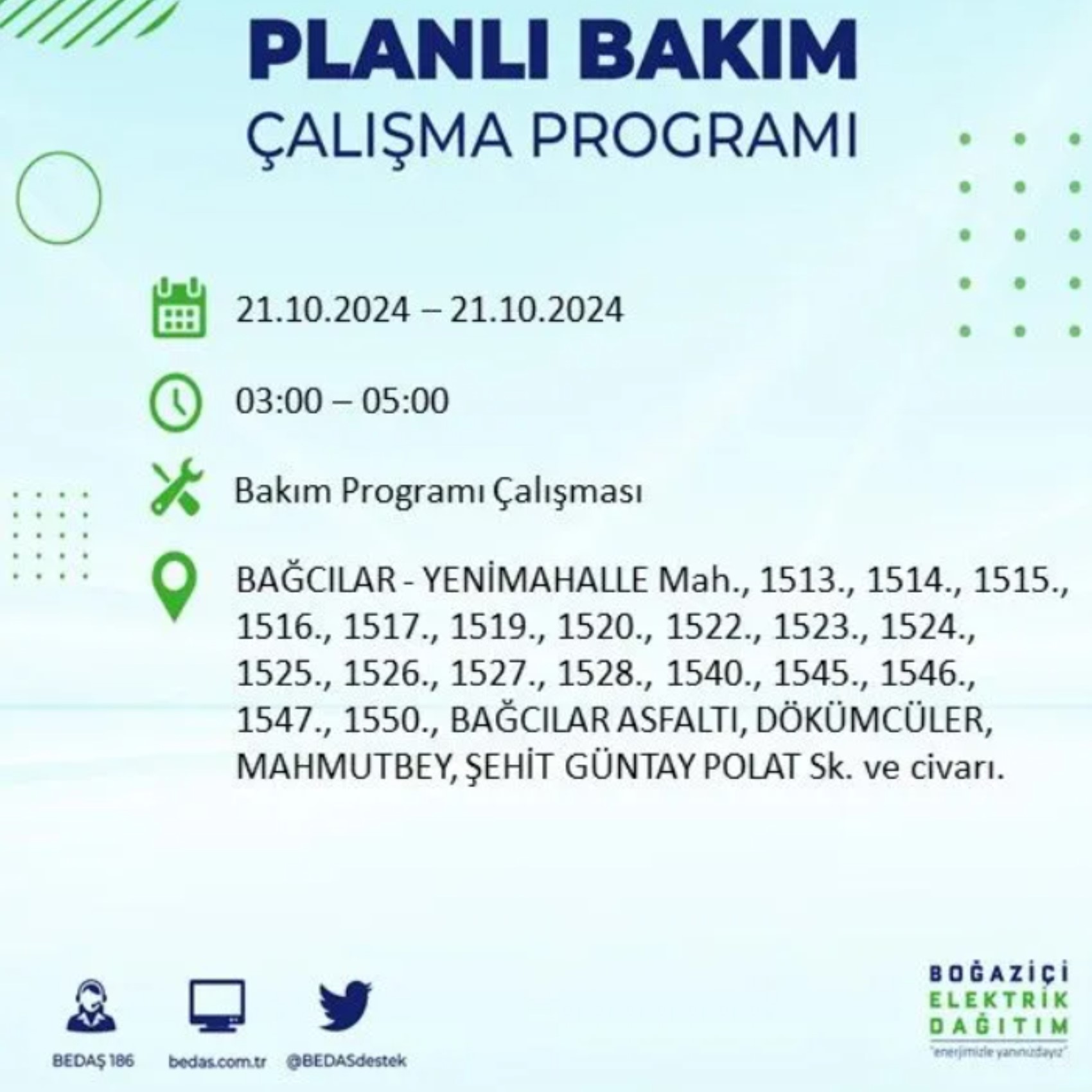 İstanbul'da elektrik kesintisi: 21 Ekim'de hangi mahalleler etkilenecek?