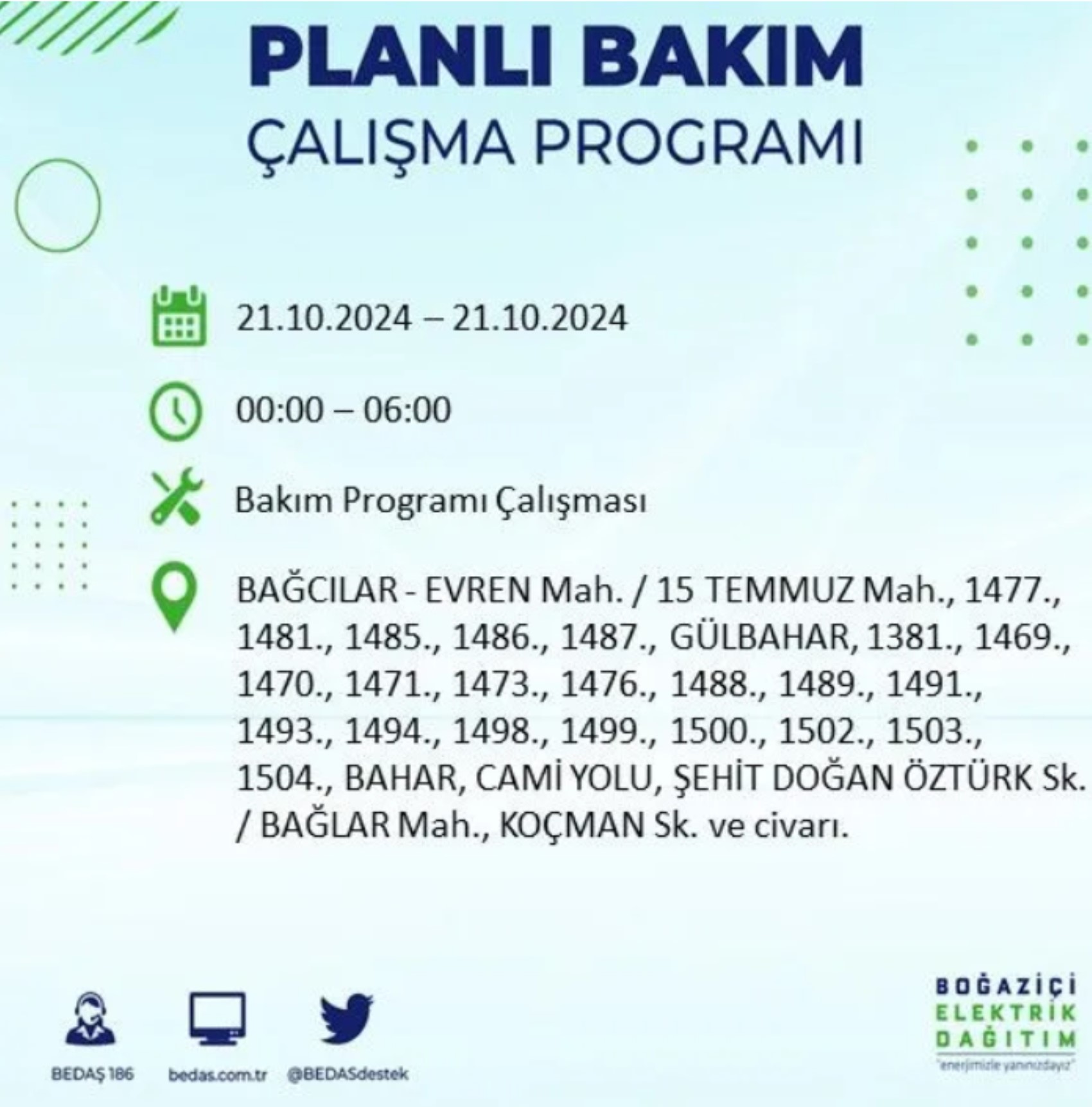 İstanbul'da elektrik kesintisi: 21 Ekim'de hangi mahalleler etkilenecek?