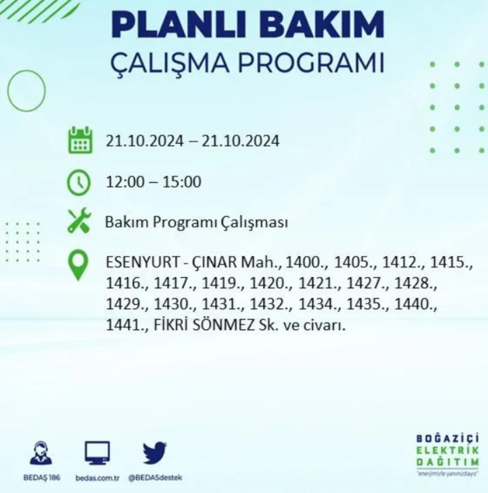 İstanbul'da elektrik kesintisi: 21 Ekim'de hangi mahalleler etkilenecek?