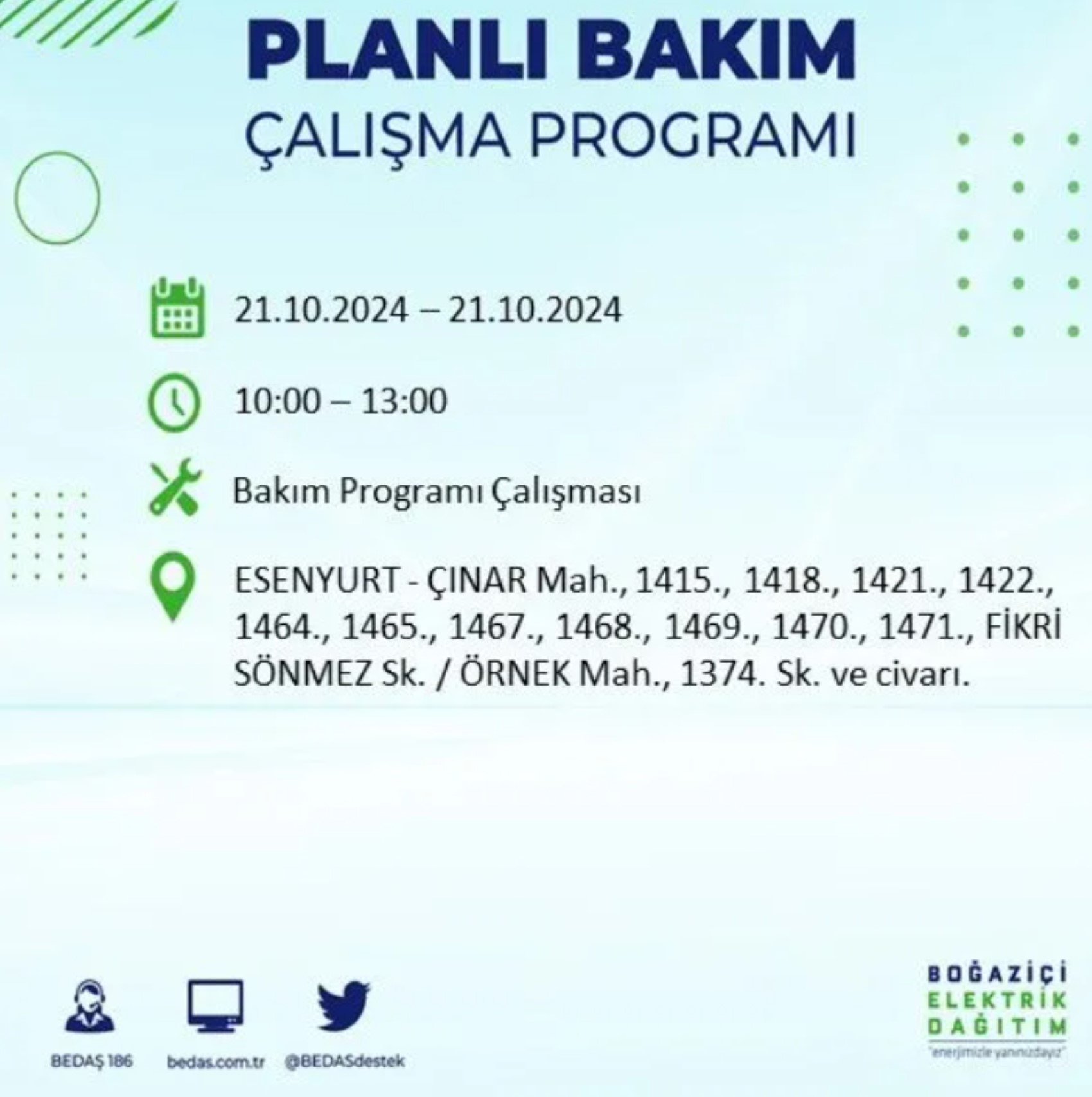 İstanbul'da elektrik kesintisi: 21 Ekim'de hangi mahalleler etkilenecek?