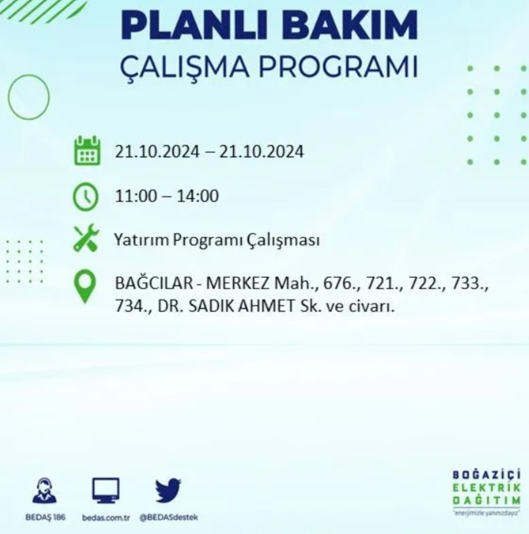 İstanbul'da elektrik kesintisi: 21 Ekim'de hangi mahalleler etkilenecek?