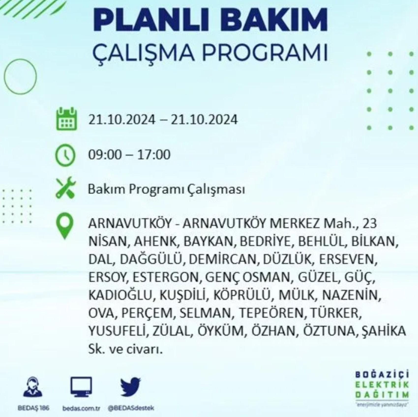 İstanbul'da elektrik kesintisi: 21 Ekim'de hangi mahalleler etkilenecek?