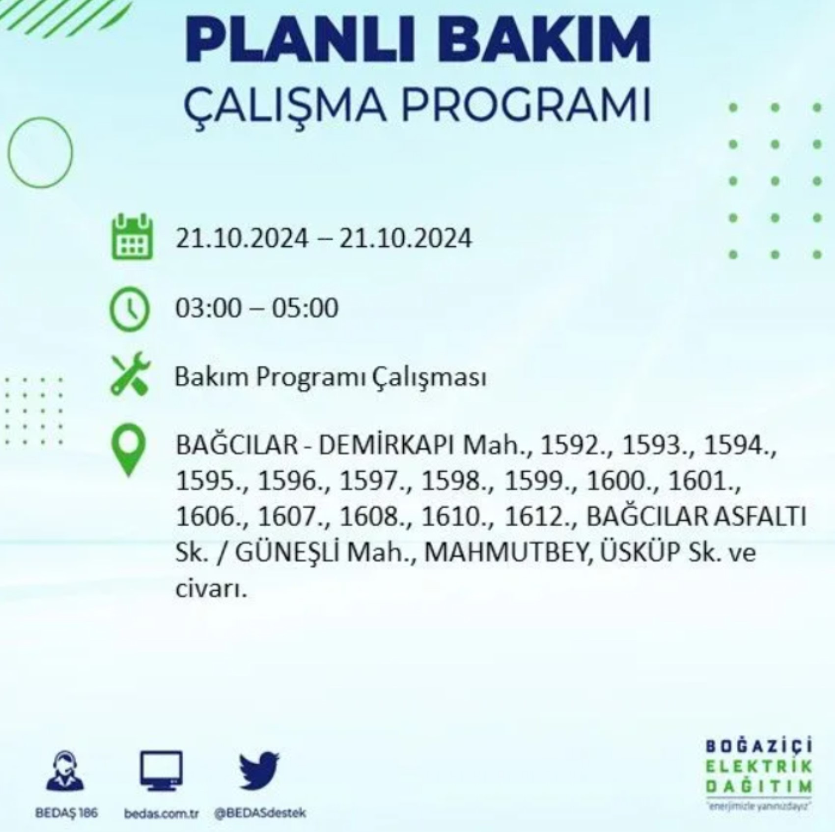 İstanbul'da elektrik kesintisi: 21 Ekim'de hangi mahalleler etkilenecek?