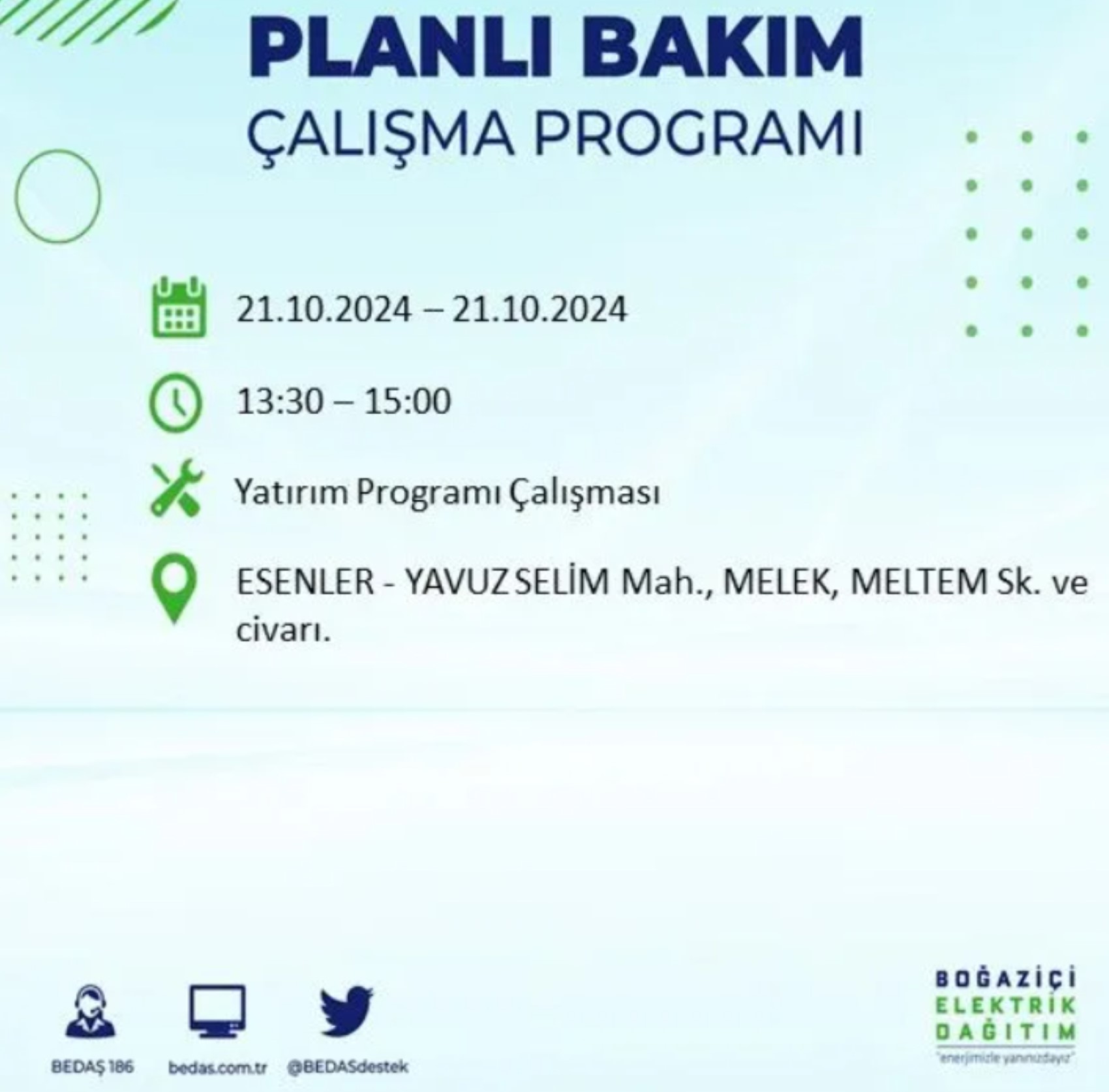 İstanbul'da elektrik kesintisi: 21 Ekim'de hangi mahalleler etkilenecek?