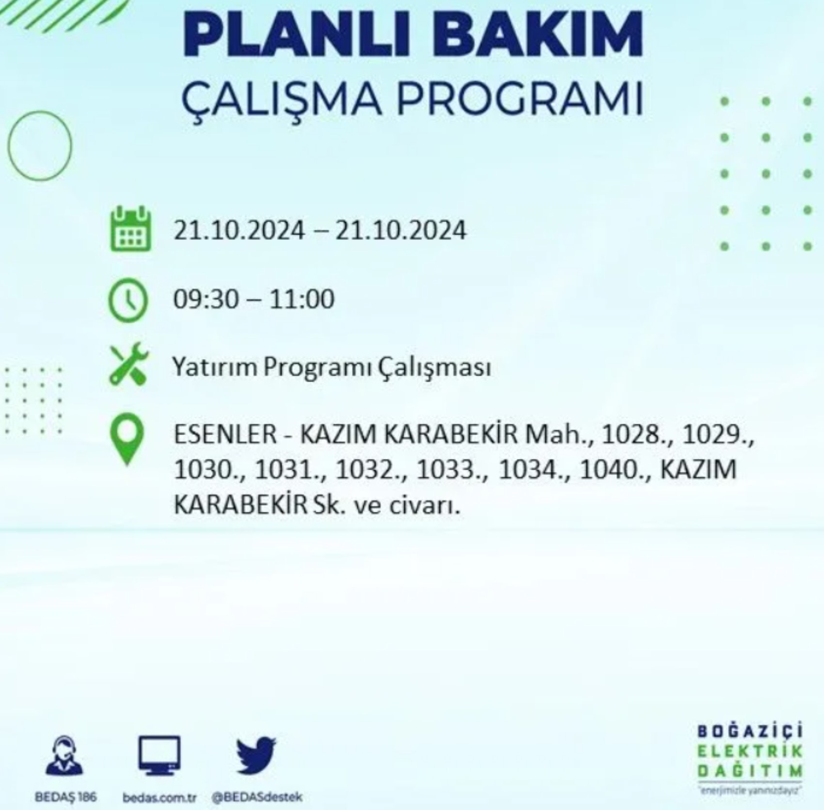 İstanbul'da elektrik kesintisi: 21 Ekim'de hangi mahalleler etkilenecek?