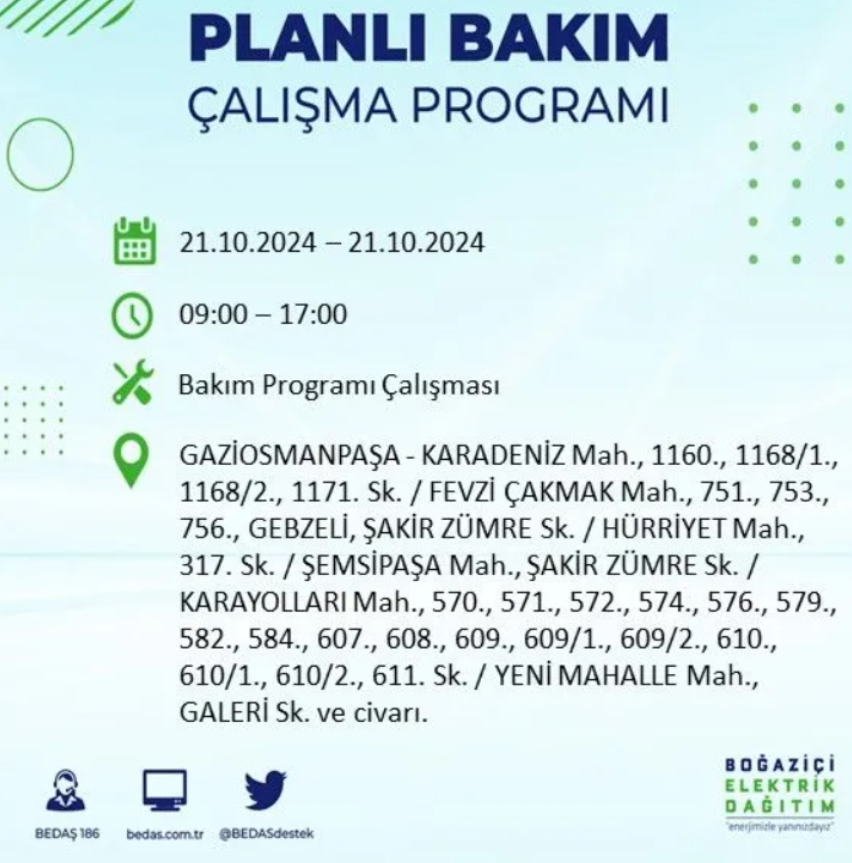 İstanbul'da elektrik kesintisi: 21 Ekim'de hangi mahalleler etkilenecek?