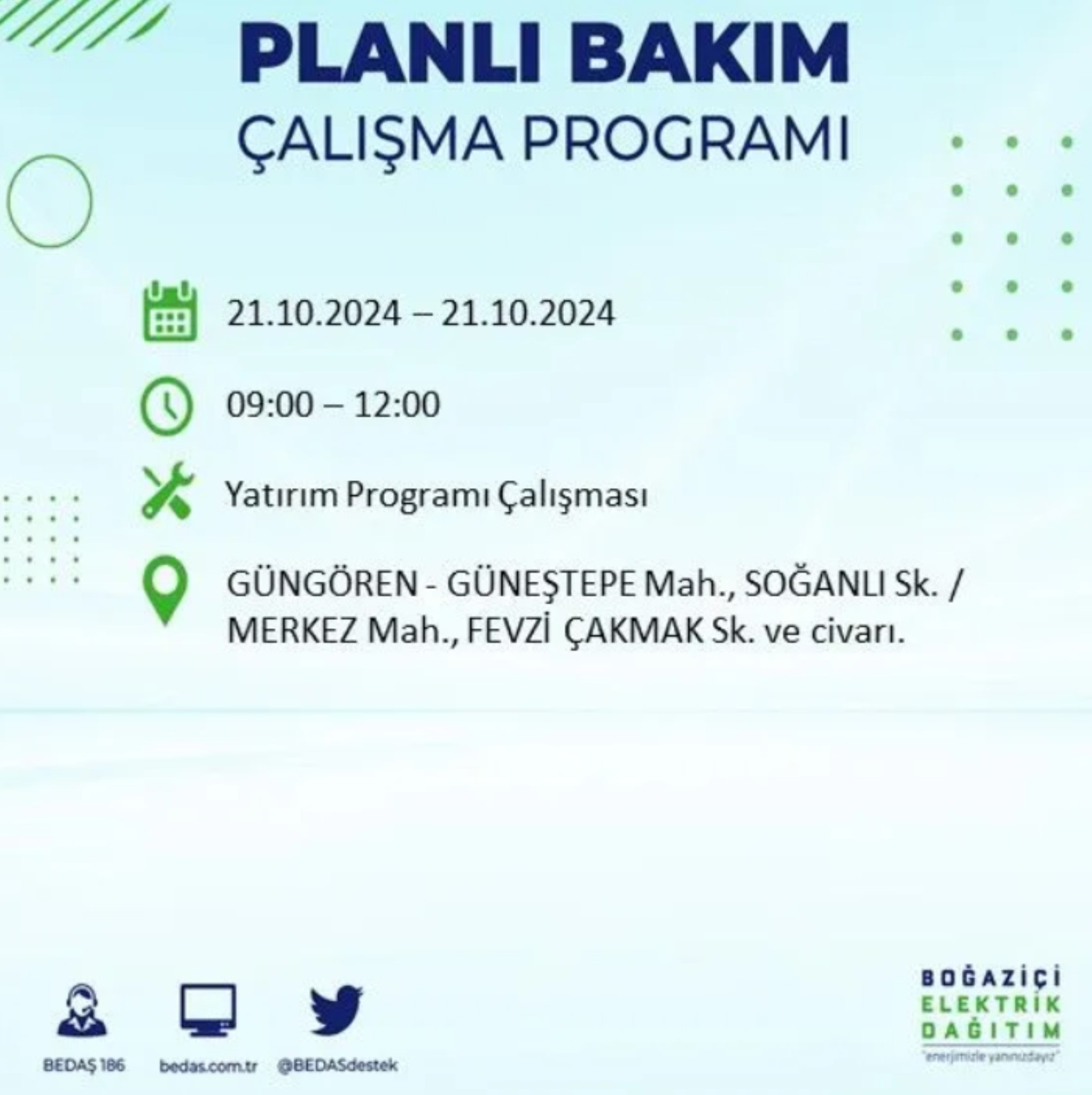 İstanbul'da elektrik kesintisi: 21 Ekim'de hangi mahalleler etkilenecek?