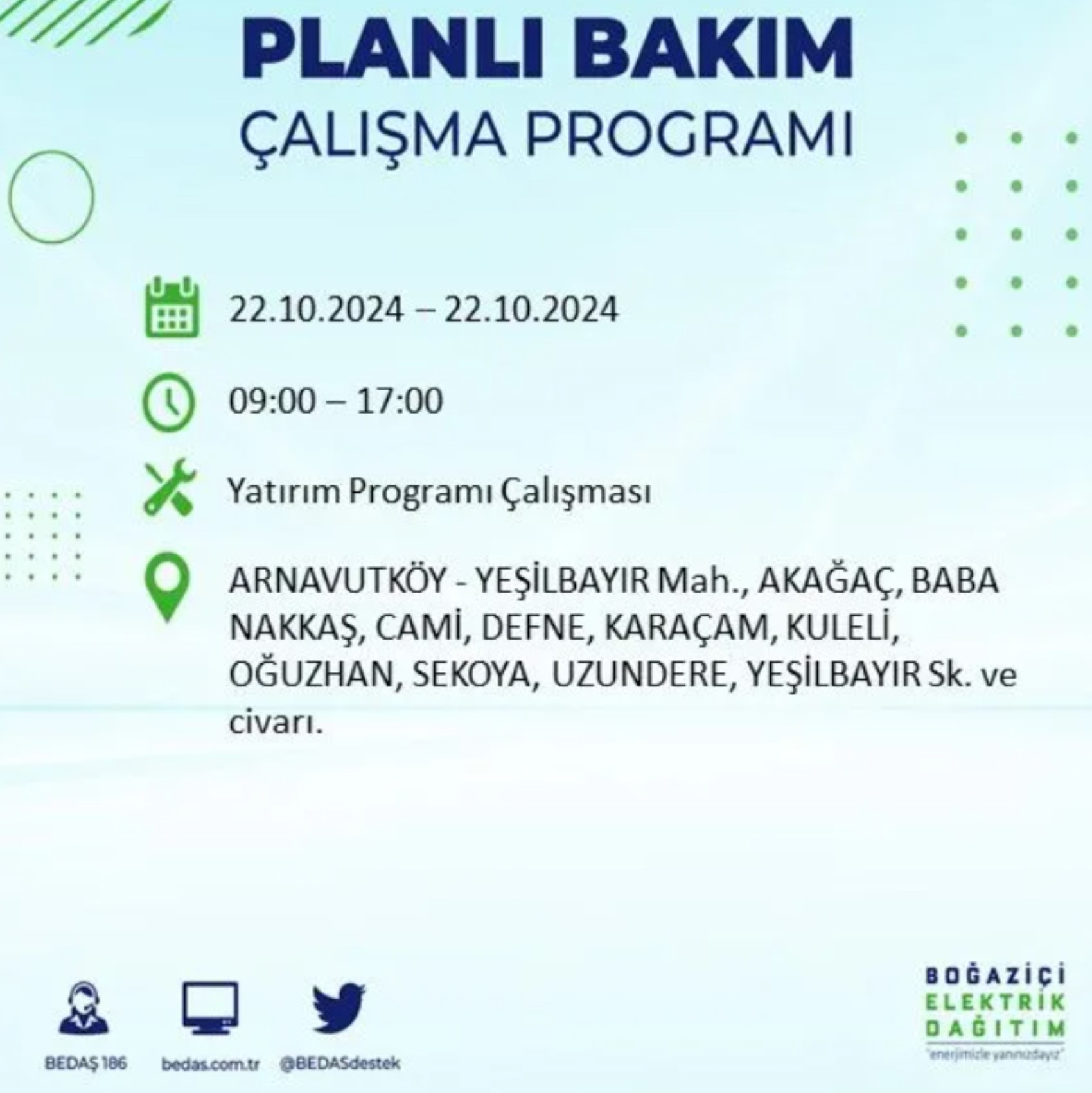 İstanbul’un hangi ilçelerinde elektrik kesintisi olacak? BEDAŞ 22 Ekim elektrik kesintisi yaşanacak yerleri açıkladı!