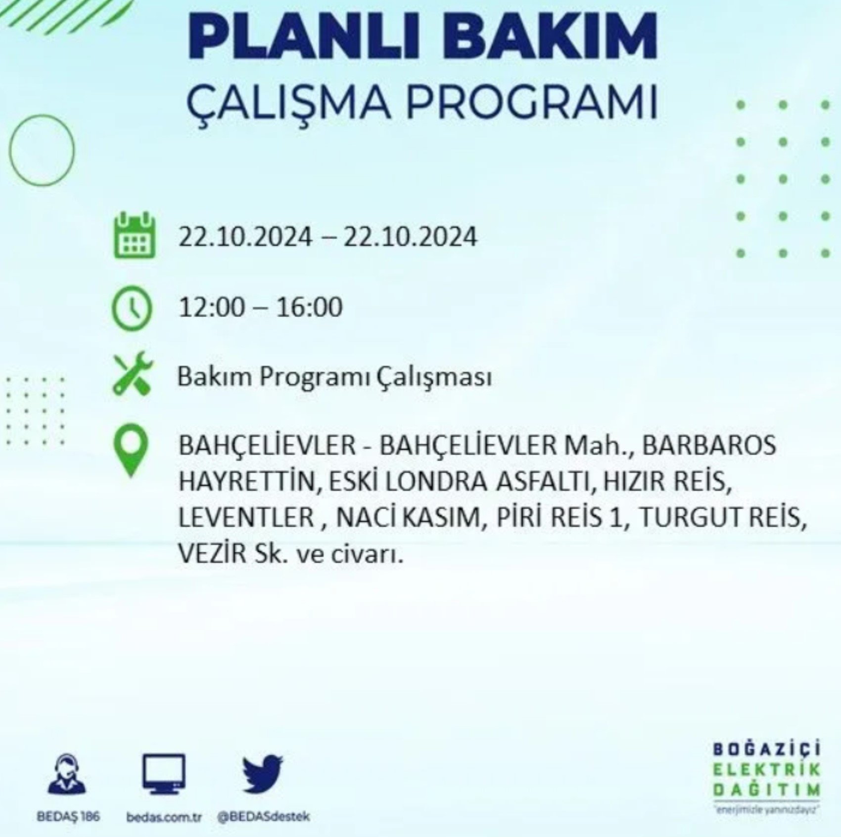 İstanbul’un hangi ilçelerinde elektrik kesintisi olacak? BEDAŞ 22 Ekim elektrik kesintisi yaşanacak yerleri açıkladı!