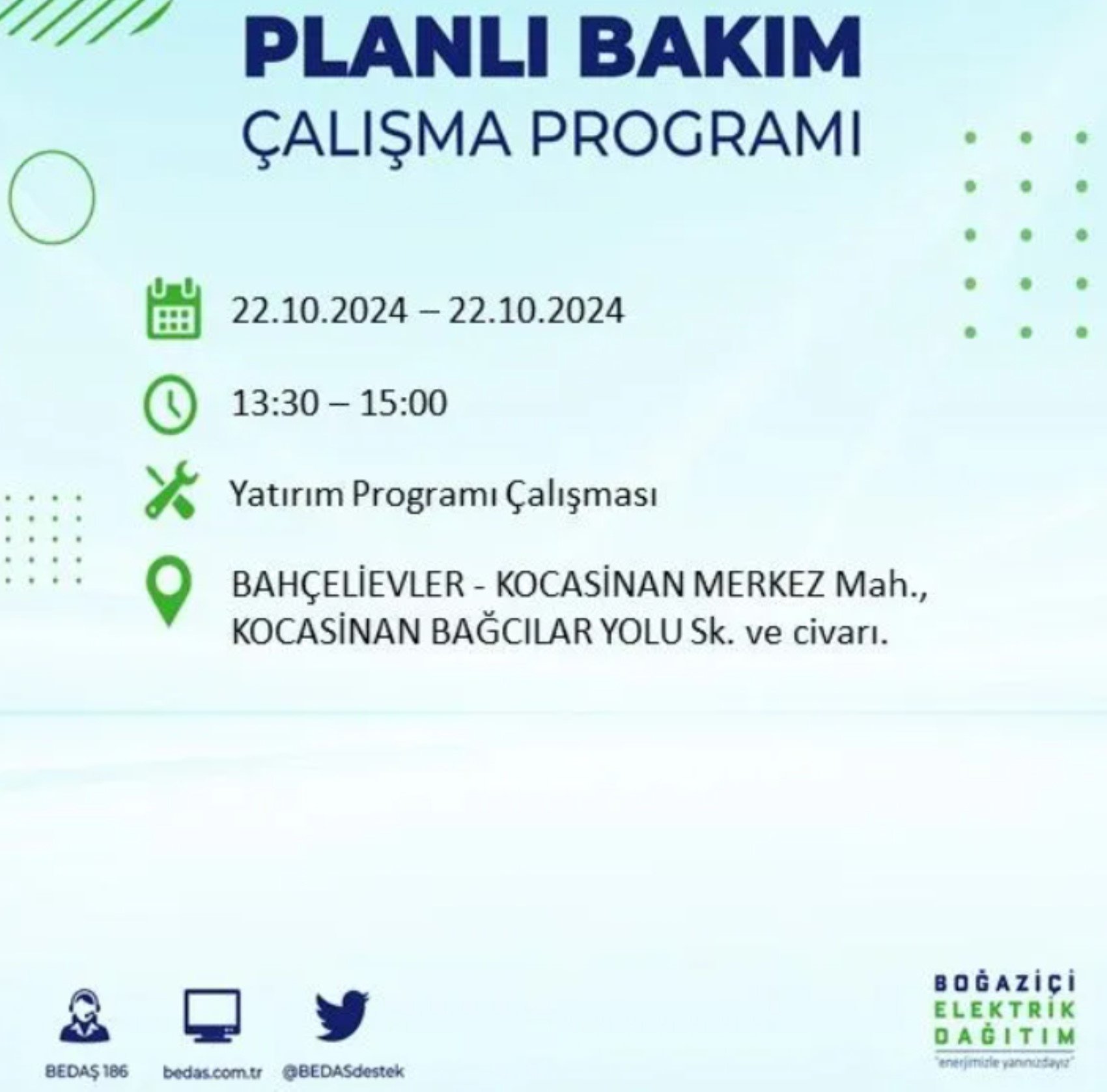 İstanbul’un hangi ilçelerinde elektrik kesintisi olacak? BEDAŞ 22 Ekim elektrik kesintisi yaşanacak yerleri açıkladı!