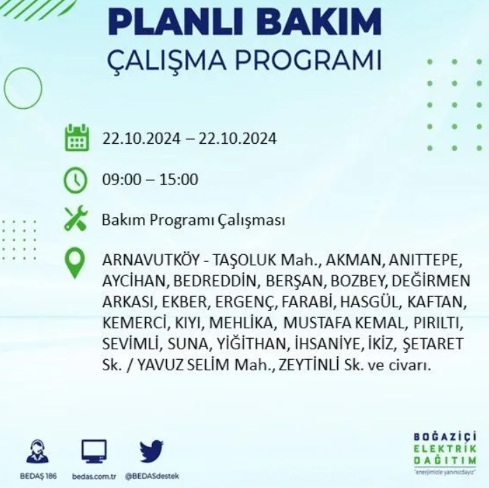 İstanbul’un hangi ilçelerinde elektrik kesintisi olacak? BEDAŞ 22 Ekim elektrik kesintisi yaşanacak yerleri açıkladı!