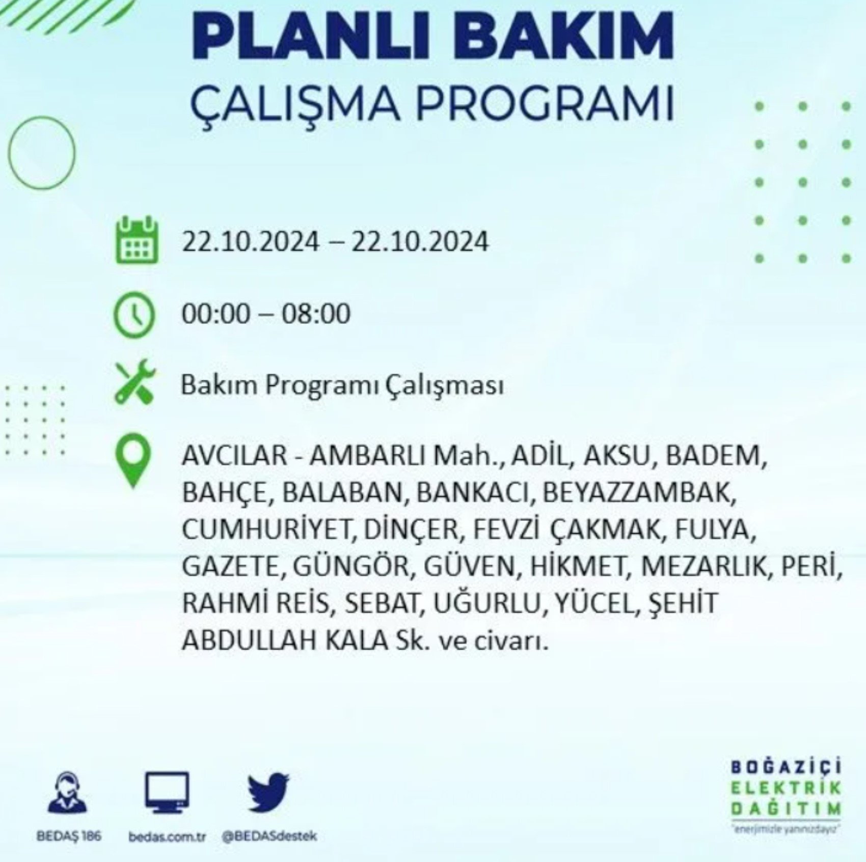 İstanbul’un hangi ilçelerinde elektrik kesintisi olacak? BEDAŞ 22 Ekim elektrik kesintisi yaşanacak yerleri açıkladı!