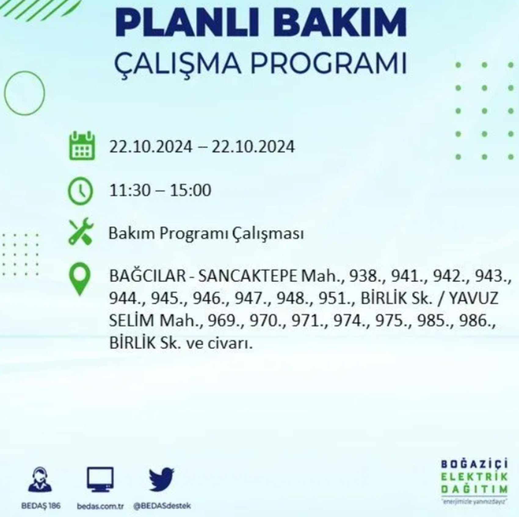 İstanbul’un hangi ilçelerinde elektrik kesintisi olacak? BEDAŞ 22 Ekim elektrik kesintisi yaşanacak yerleri açıkladı!