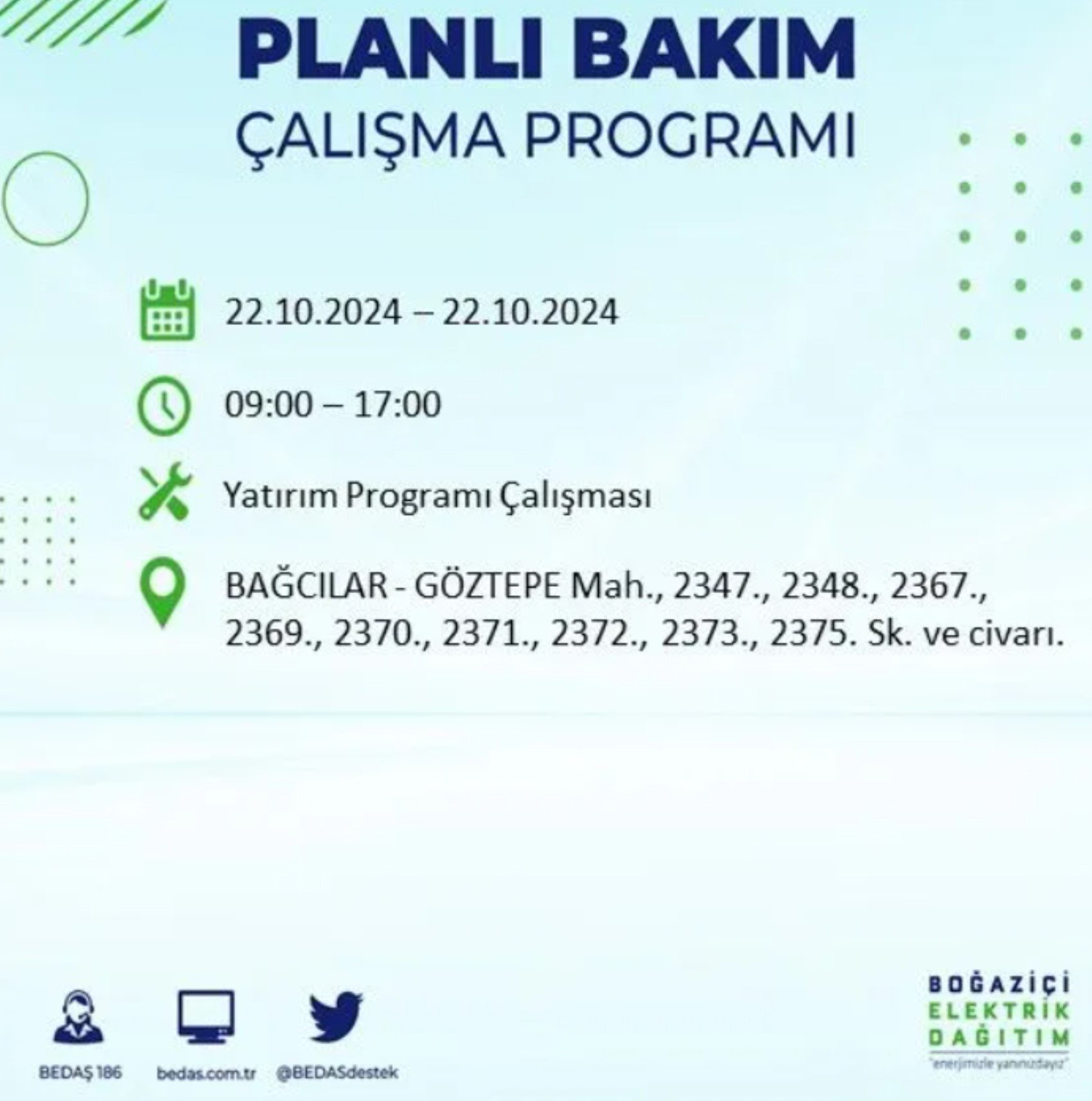 İstanbul’un hangi ilçelerinde elektrik kesintisi olacak? BEDAŞ 22 Ekim elektrik kesintisi yaşanacak yerleri açıkladı!