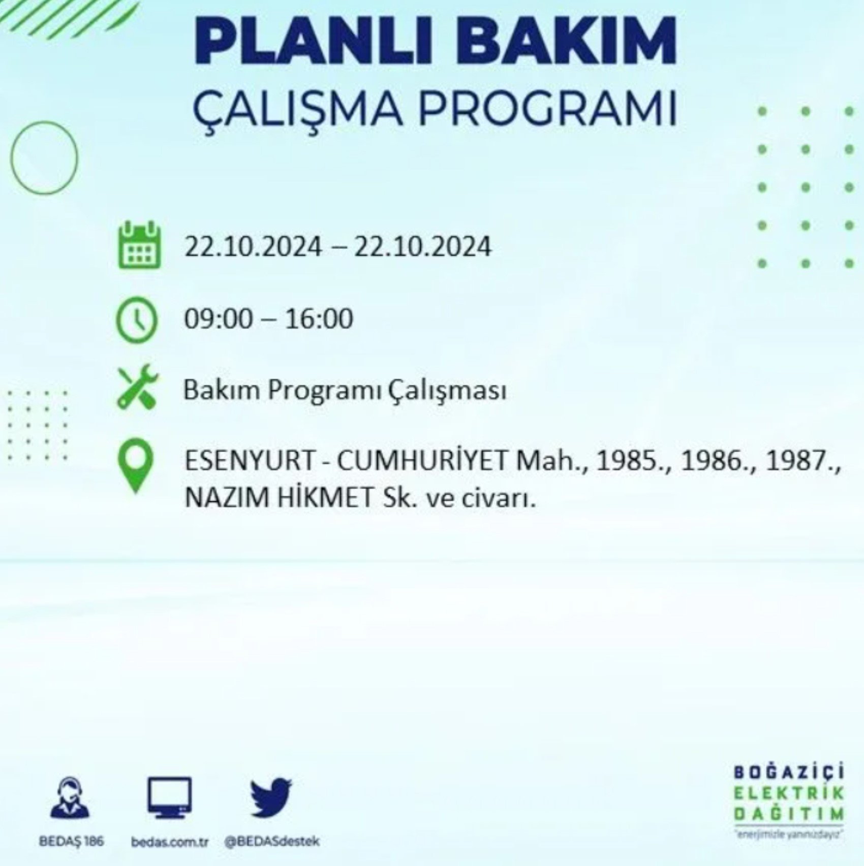 İstanbul’un hangi ilçelerinde elektrik kesintisi olacak? BEDAŞ 22 Ekim elektrik kesintisi yaşanacak yerleri açıkladı!