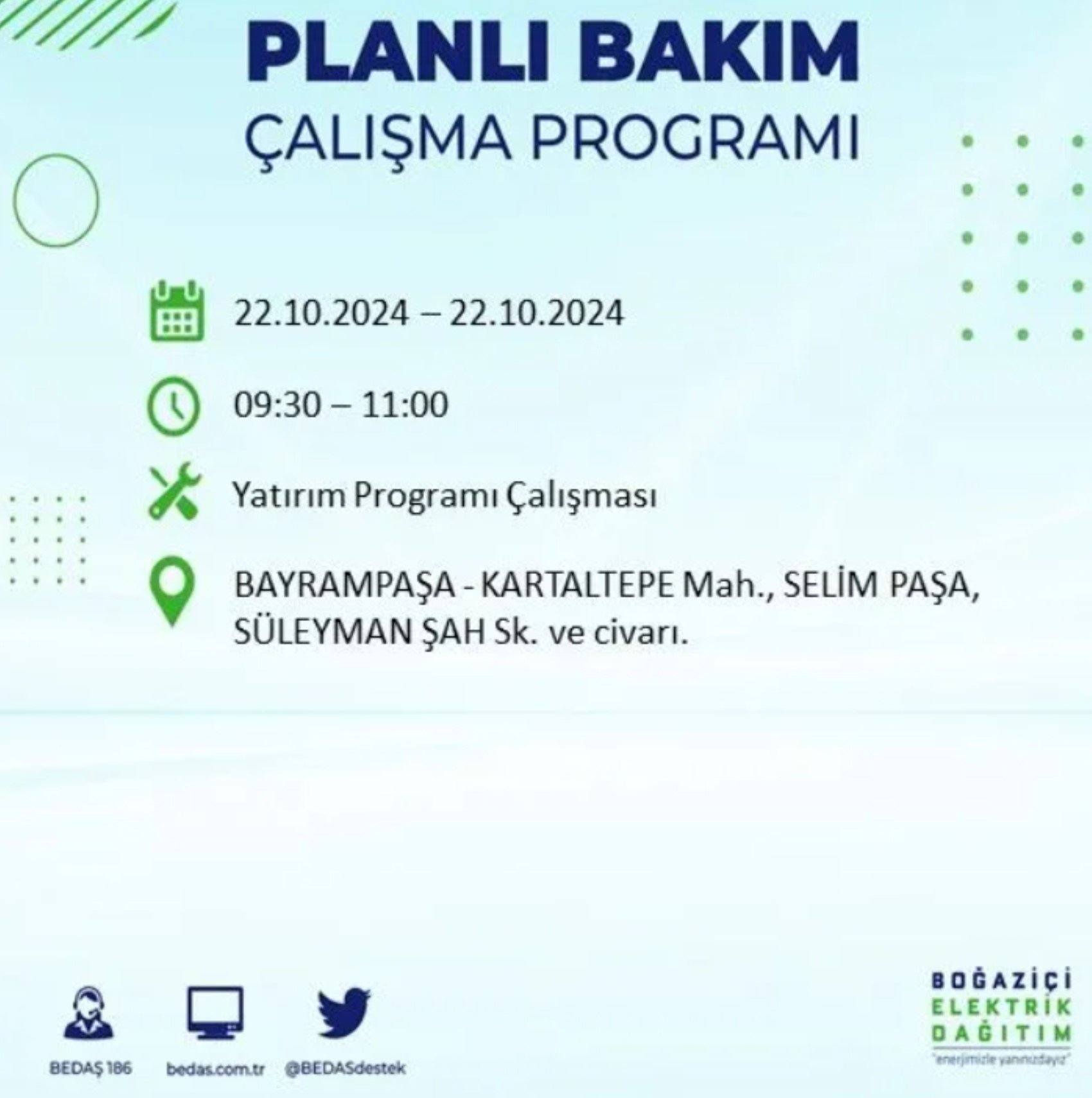 İstanbul’un hangi ilçelerinde elektrik kesintisi olacak? BEDAŞ 22 Ekim elektrik kesintisi yaşanacak yerleri açıkladı!