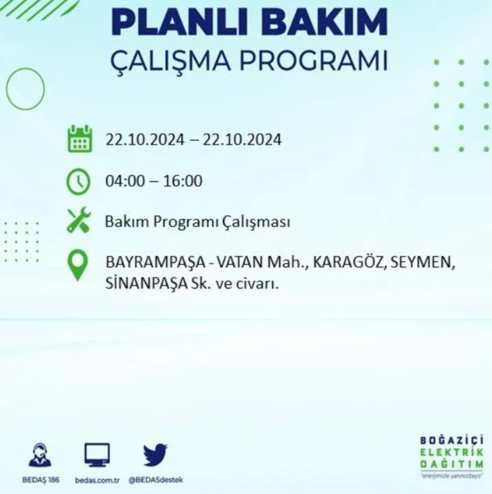 İstanbul’un hangi ilçelerinde elektrik kesintisi olacak? BEDAŞ 22 Ekim elektrik kesintisi yaşanacak yerleri açıkladı!